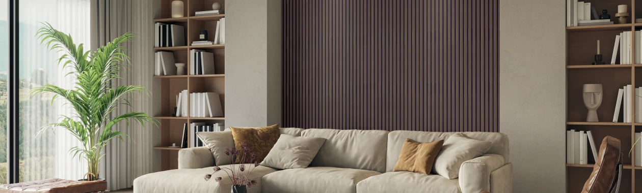 Wooden acoustic panels from HARO Wall Design Stripe in oak look - fine lamella structure for modern wall design with natural acoustic improvement.