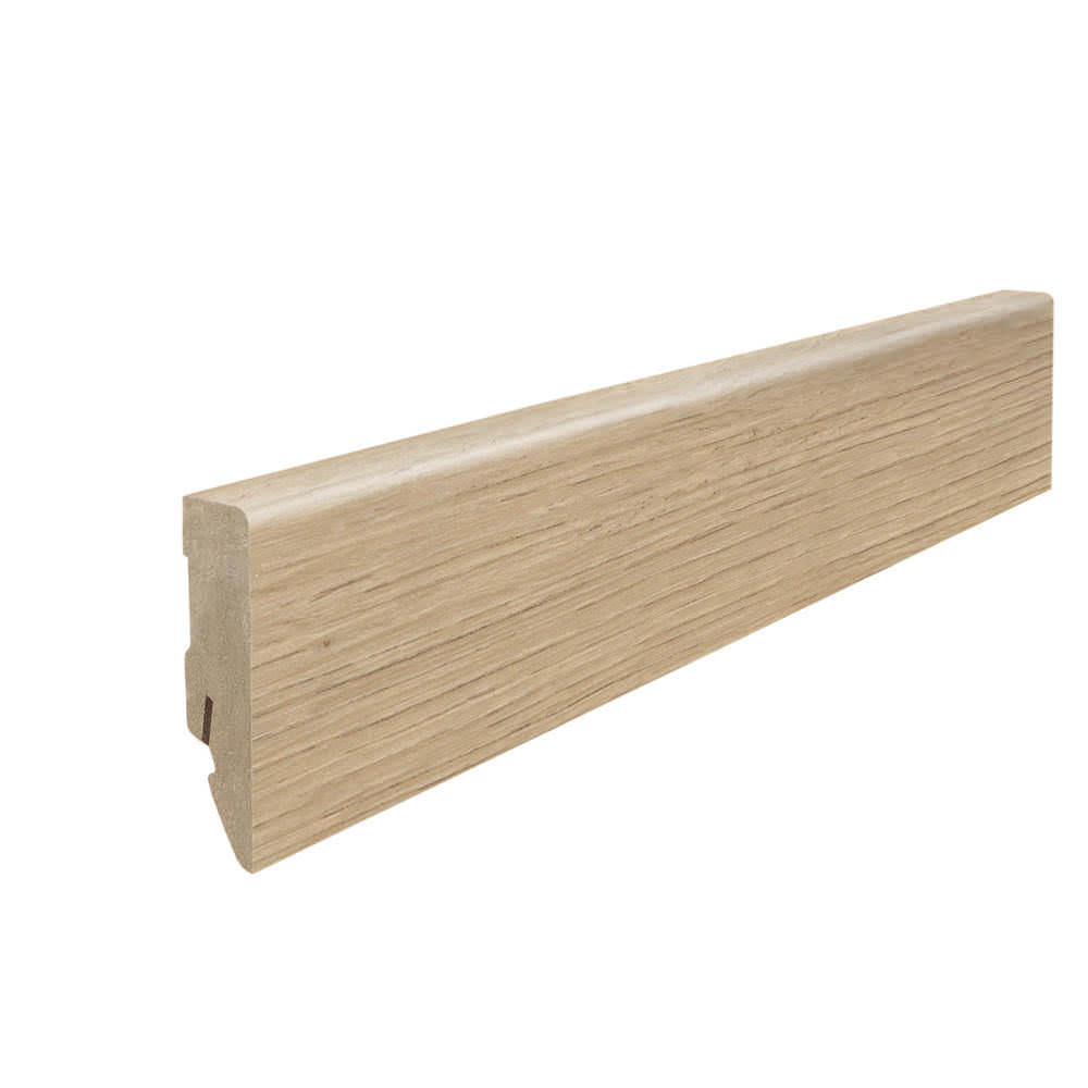 Stick on skirting 16 x 58 mm cube 2,2 m MDF core, lam. cover Oak Bari Puro*