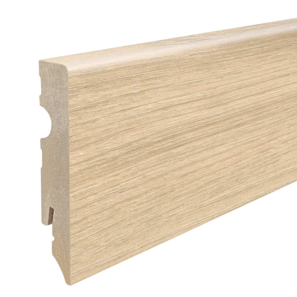 Plinthe à emboîter 15 x 80 mm cube 2,2 m avec film décor (sur MDF) Chêne Breda puro/châtaignier Varese*