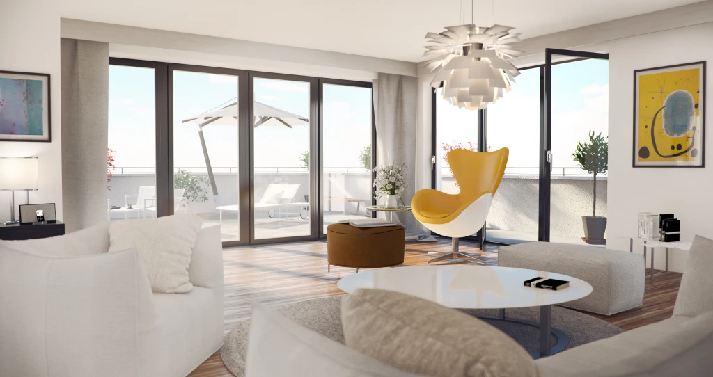 Der warme Holzton der DISANO by HARO Classic Lanhausdiele XL 4V Sandeiche strukturiert passt perfekt zu den Naturtönen der Wohnzimmereinrichtung.