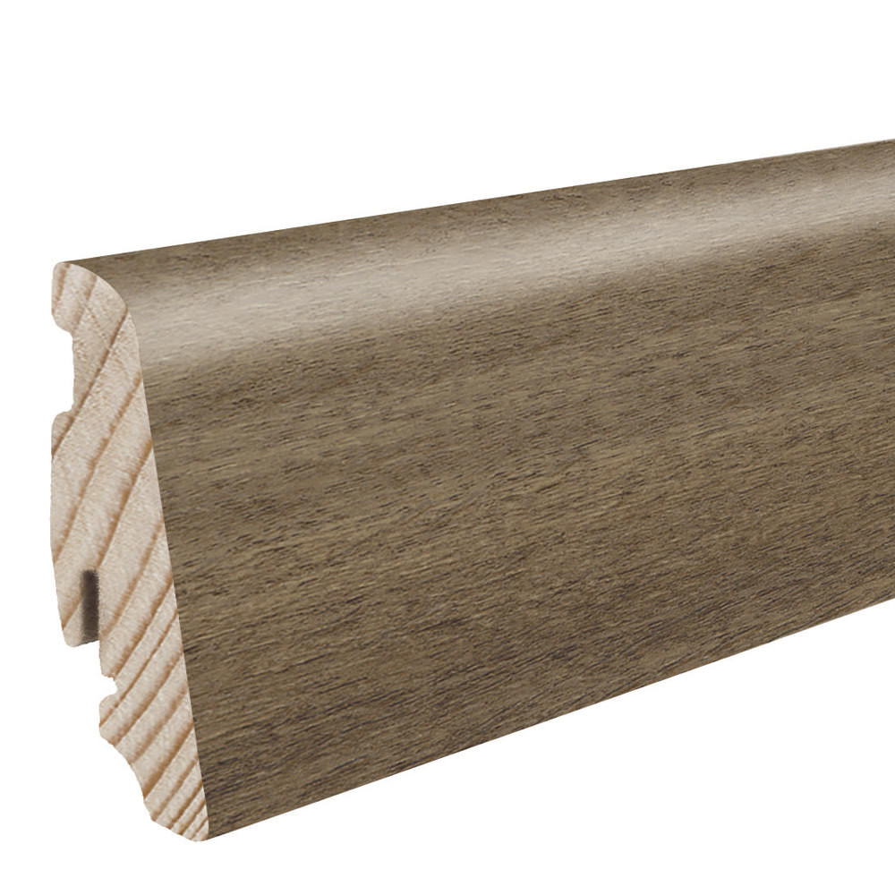 Skirting with solid wood core 19 x 58 mm 2,2 m lam. cover water resistant Oak Provence Chocolate Brown*