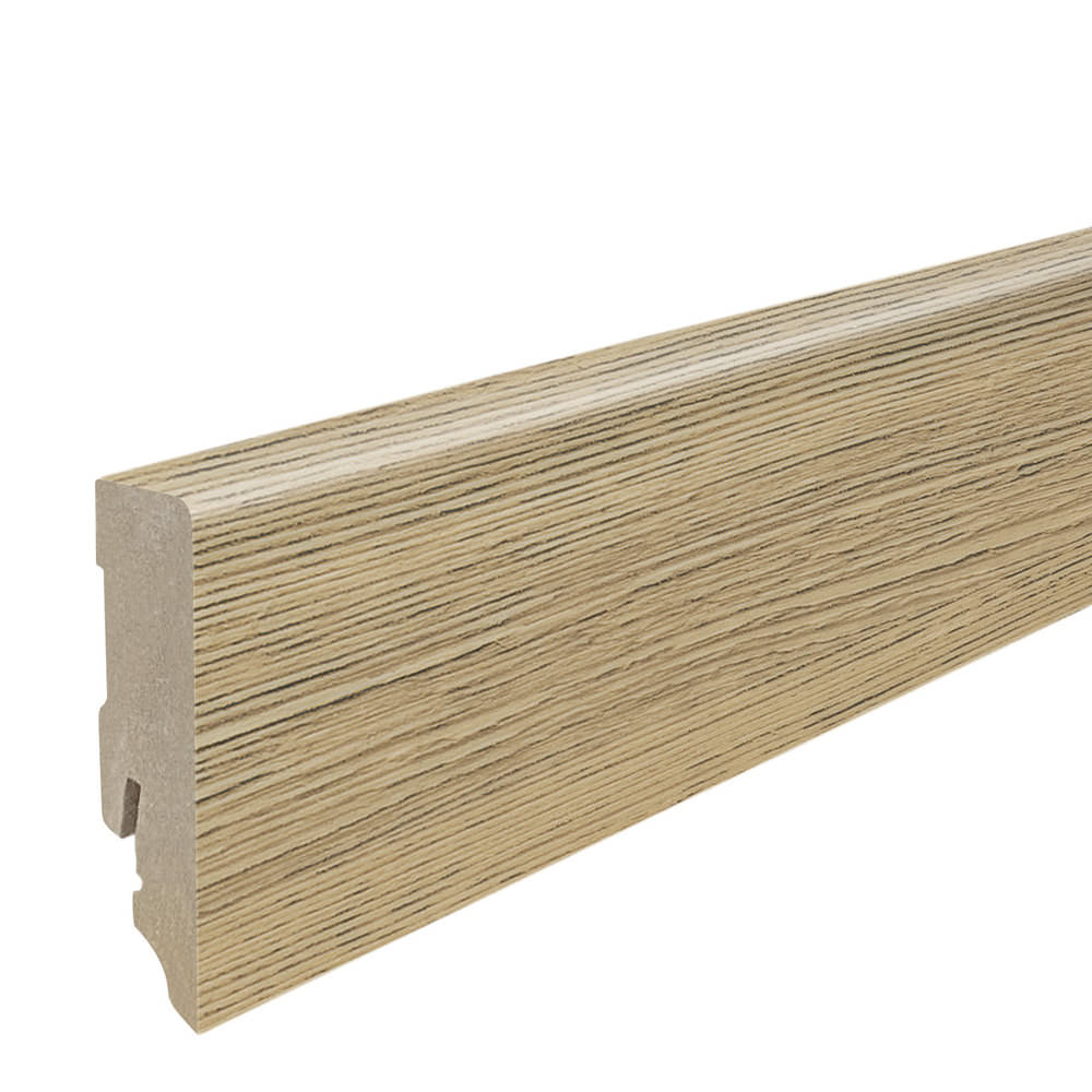 Stick on skirting 16 x 58 mm cube 2,2 m MDF core, lam. cover Mountain Larch Puro*
