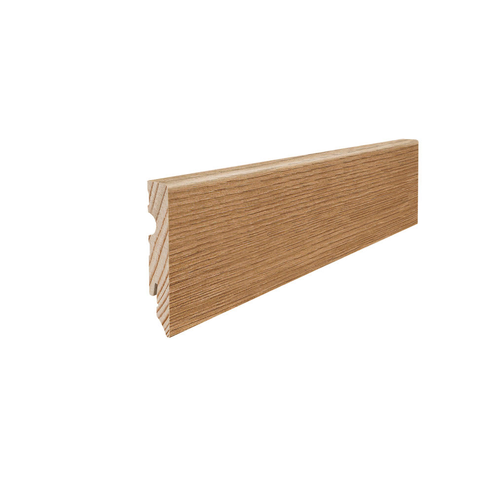 Skirting with solid wood core 15 x 80 mm cube 2,2 m MDF, lam. cover water res. Oak Veneto Nature / Calla Nature*