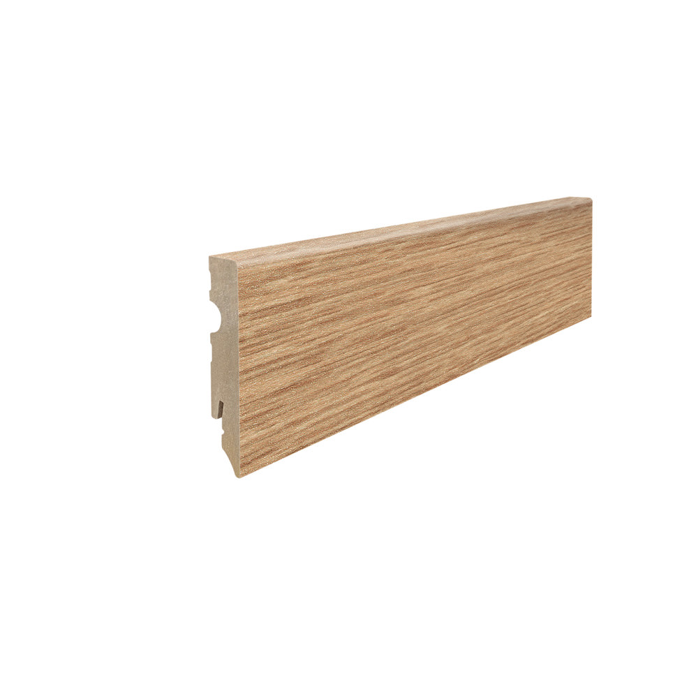 Stick on skirting 15 x 80 mm cube 2,2 m MDF core, lam. cover Holm Oak*