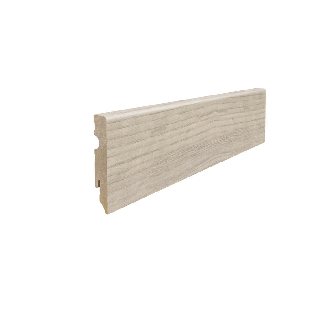 Zócalo insertable 15 x 80 mm cubo 2,2 m, MDF con lámina decorativa Roble Sicilia blanco / Bergamo gris plat*