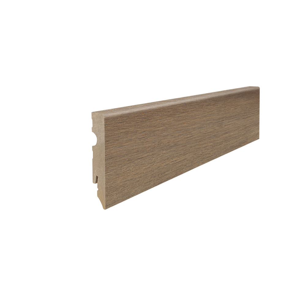 Stick on skirting 15 x 80 mm cube 2,2 m MDF core, lam. cover Oak Livorno Smoked*