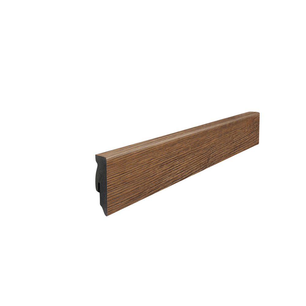Stick on skirting 16 x 58 mm cube 2,2 m MDF core, lam. cover Oak Italica Smoked*