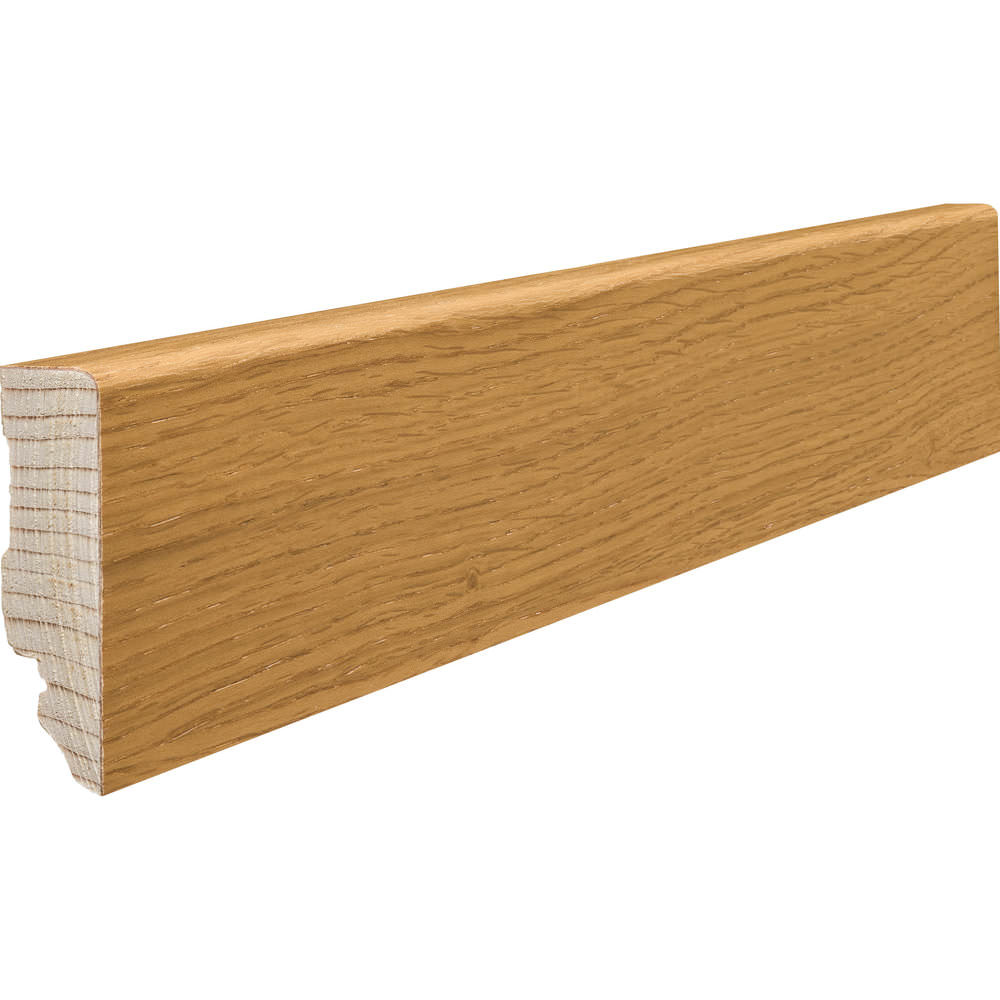 Battiscopa a innesto 16 x 58 mm liscio 2,5 m impiallaciato oliato Rovere