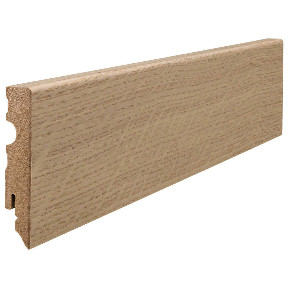 Stecksockelleiste MDF-Kern 15x80mm Kubus 2,2m furniert geölt Eiche puroweiß