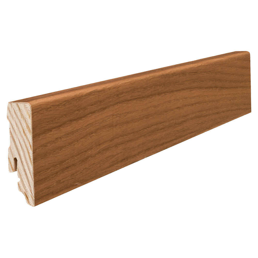 Skirting with solid wood core 16 x 58 mm cube 2,2 m veneered oiled Amber Oak