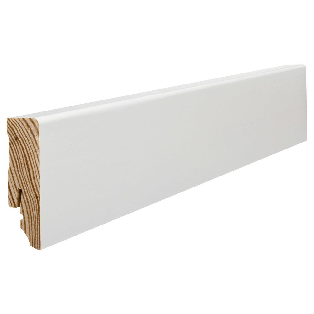 Stecksockelleiste 16x58mm 2,4m Massivholz weiß lackiert weiß