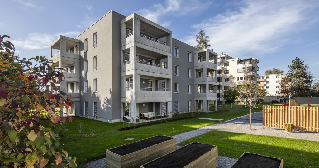 Det nybyggede boligkompleks i Wolfurt er blevet bygget iht. den aktuelle viden inden for energi.