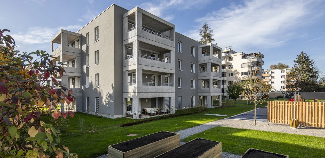 Det nybyggede boligkompleks i Wolfurt er blevet bygget iht. den aktuelle viden inden for energi.