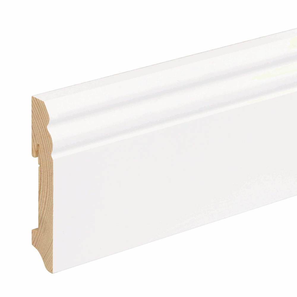 Perfil clásico alemán 18 x 96 mm 2,4 m, macizo pintado en blanco blanco RAL 9010